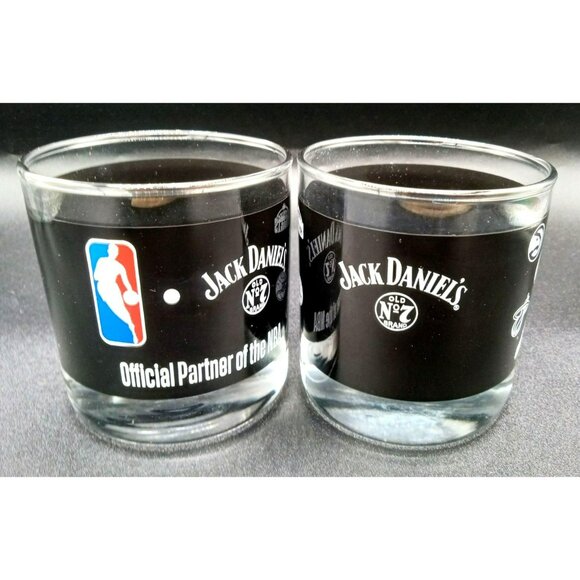 Pair of Jack Daniels Old No 7 NBA Drinking Rocks Glasses Team Logos Barware 3.25 - Picture 5 of 13